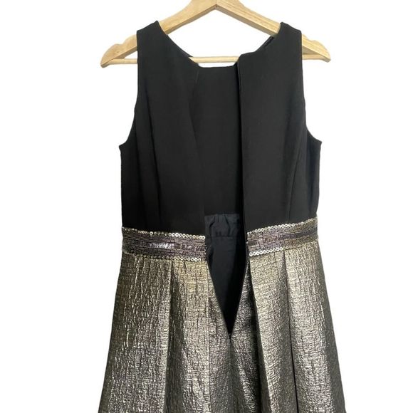 Carmen Marc Valvo Evening Gown Dress Size 6 Maxi Ombré Sequence Black Gold - Picture 11 of 13